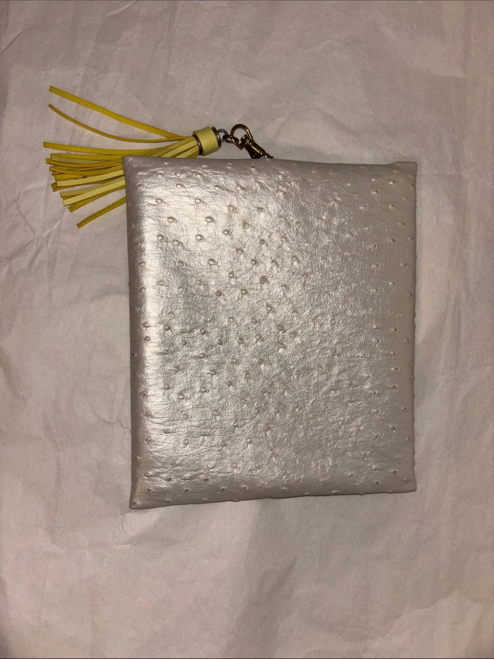 Makeup Junkie Size Small Pearl Ostrich W Yellow Tassel